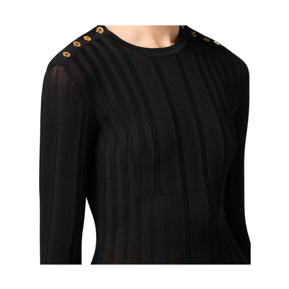 Elisabetta Franchi Zwarte Midi Jurk met ¾ Mouwen Black Dames