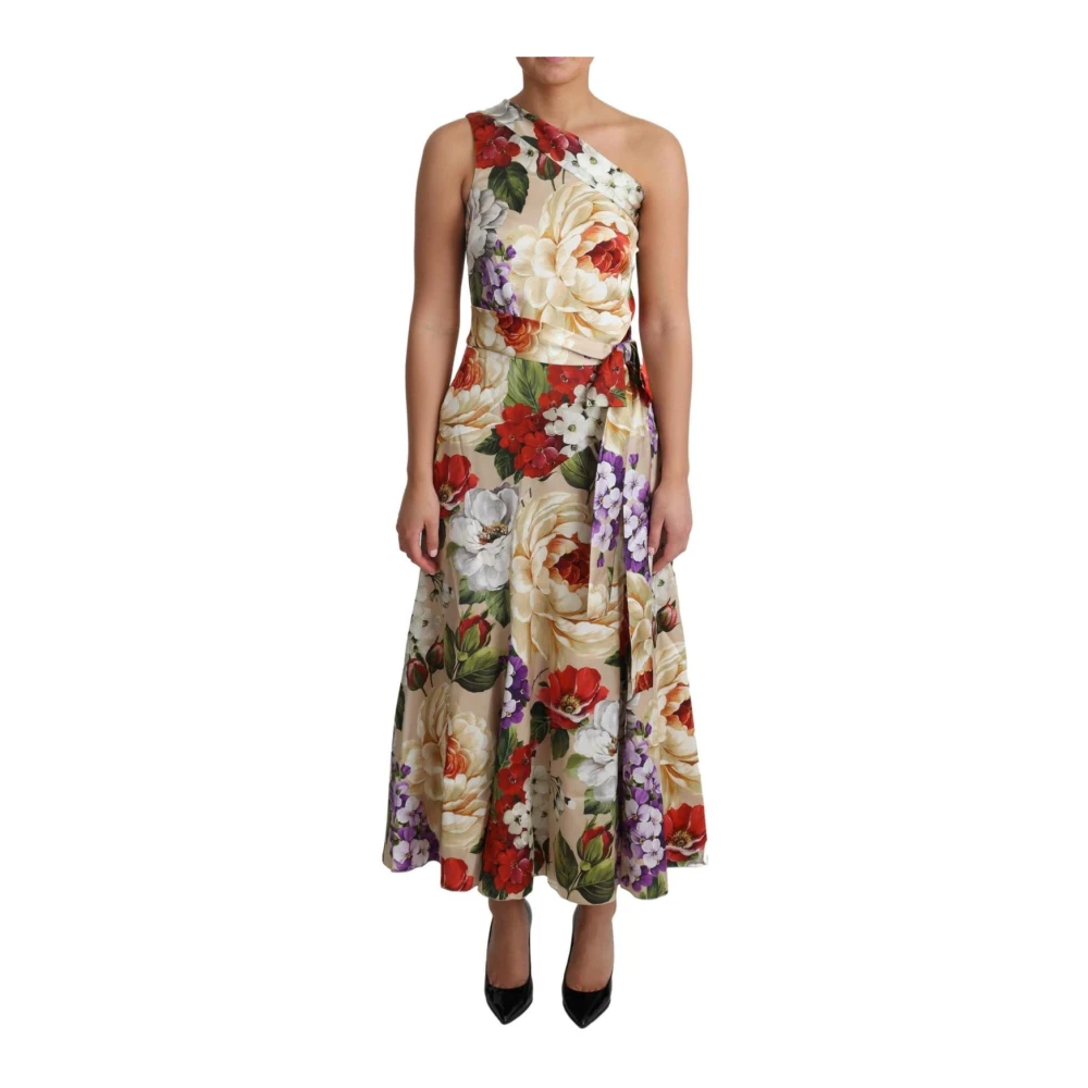 Dolce & Gabbana Women's Floral One-Shoulder Silk Midi Dress