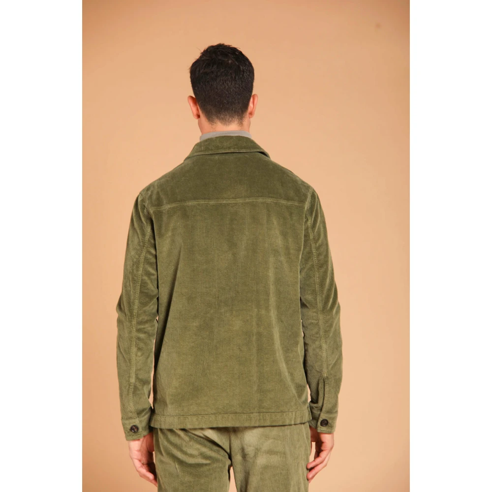 Mason's Fluweel Strepen Slim Fit Overshirt Green Heren