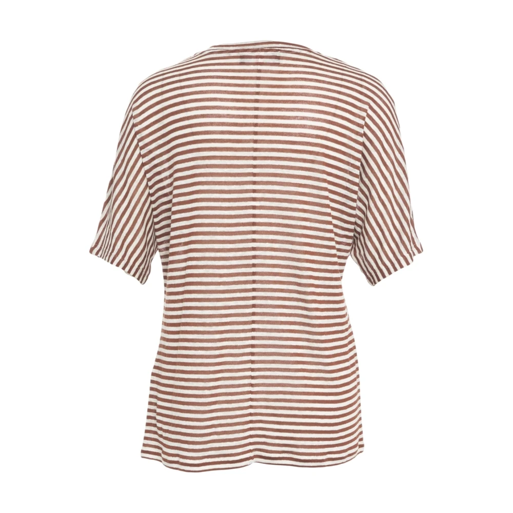 Peuterey Gestreept T-shirt Bruin Ss25 Brown Dames