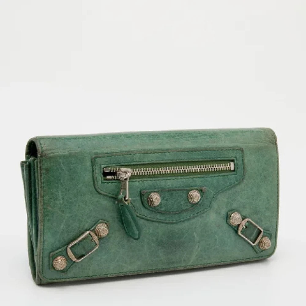 Balenciaga Vintage Pre-owned Leather wallets Green Dames