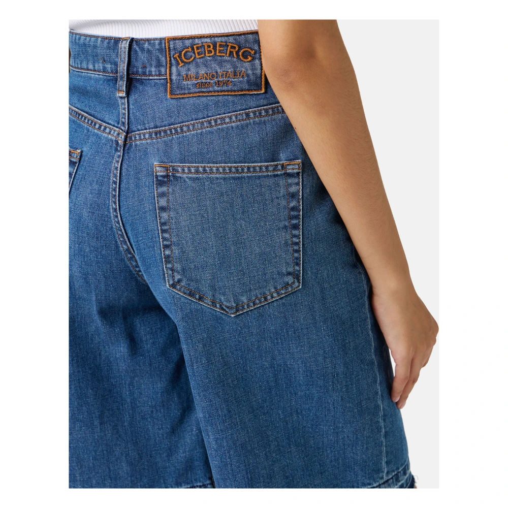 Iceberg Regular fit blauwe denim Bermuda shorts Blue Dames