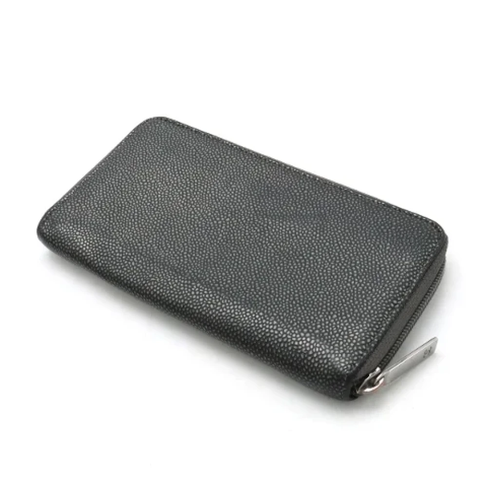 Chanel Vintage Pre-owned Leather wallets Gray Dames