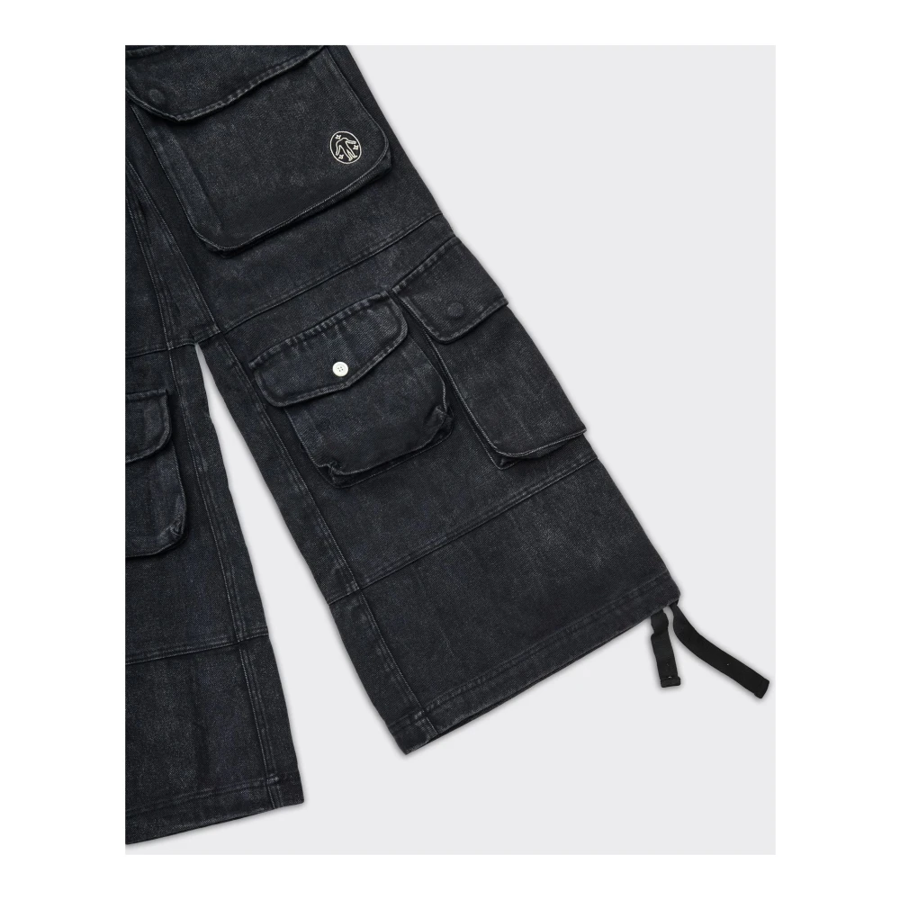 Untitled Artworks Wijde Cargo Broek in Zwart Gray Heren