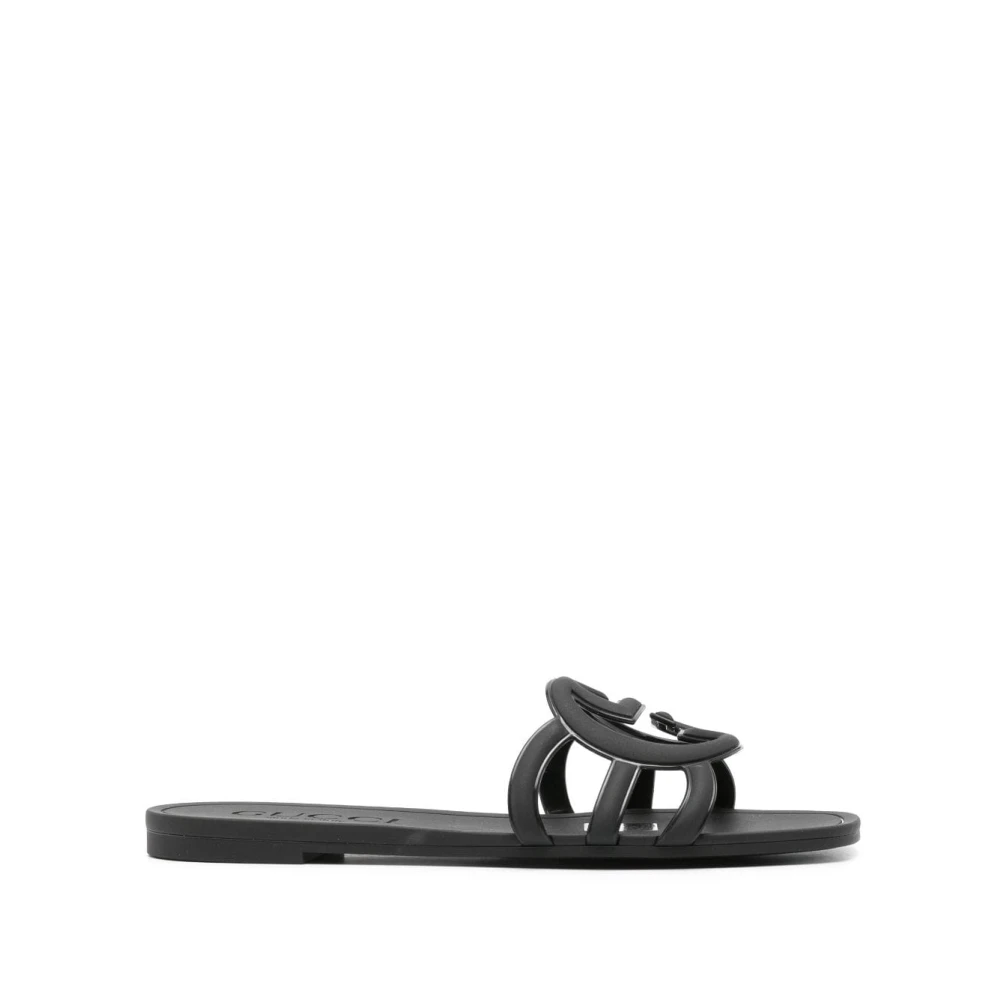 Gucci Women's Black Sliders, 2 Uk, Interlocking G Logo Sandals