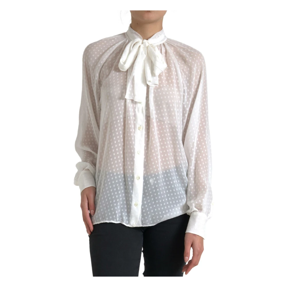 Dolce & Gabbana Zijden blouse met polkadots White Dames