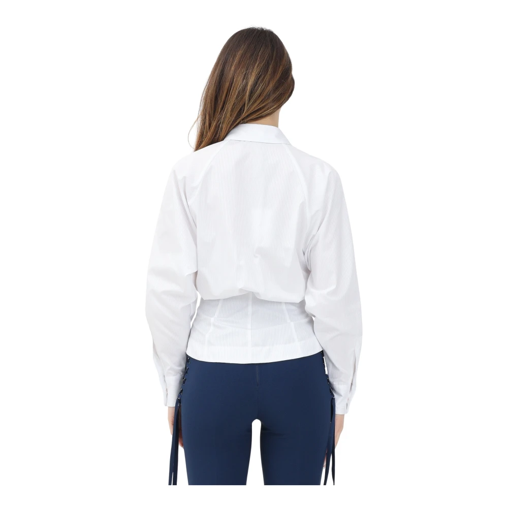 Elisabetta Franchi Wit Gestreept Overhemd met Lange Mouwen White Dames