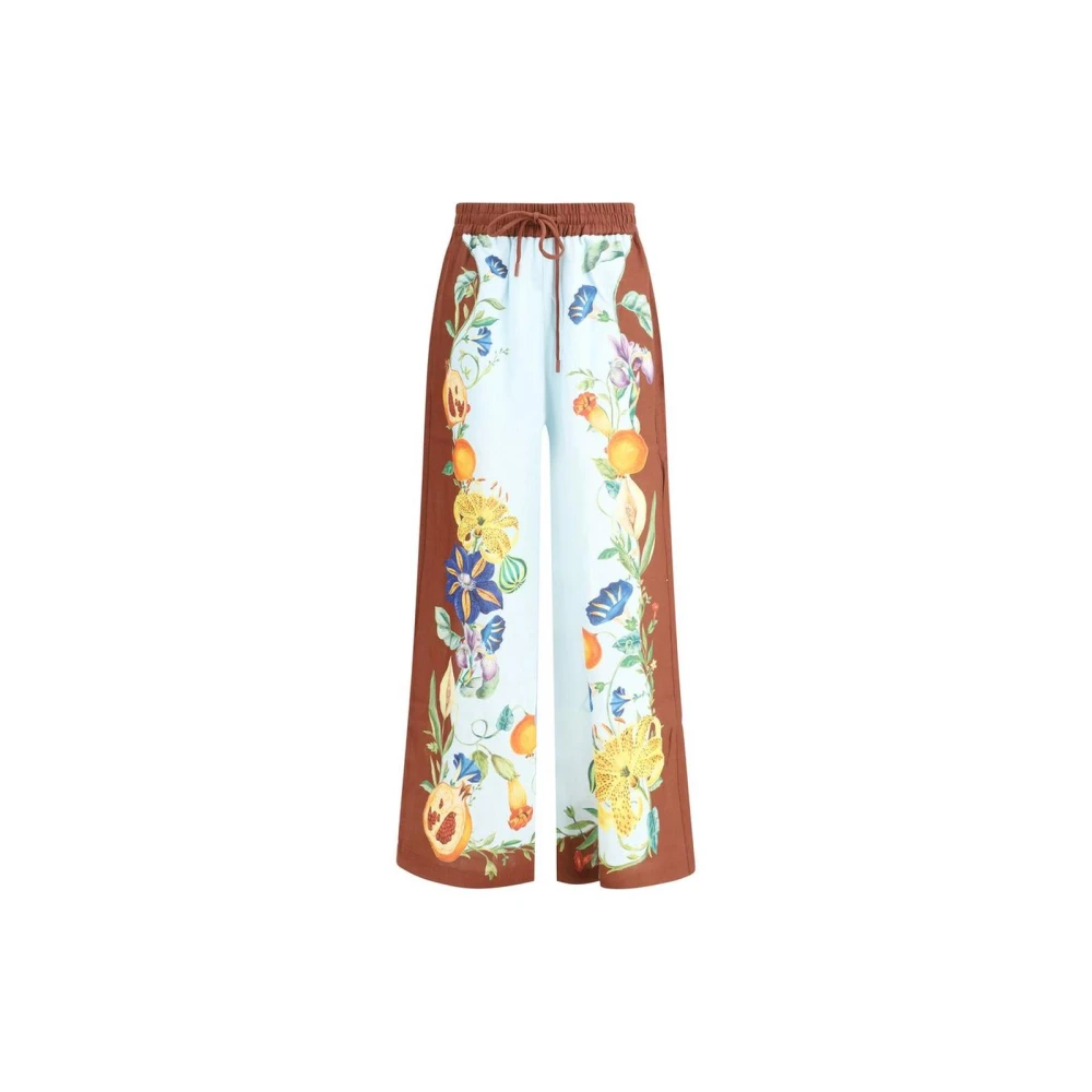 Alemais Bloemen Wijde Linnen Broek Multicolor Dames