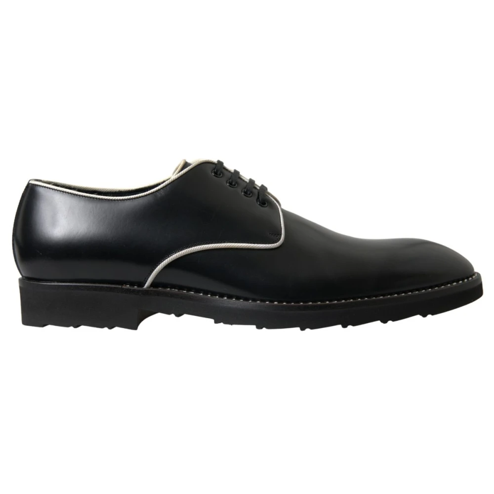 Dolce & Gabbana Zwart Wit Leren Formele Schoenen Black Heren