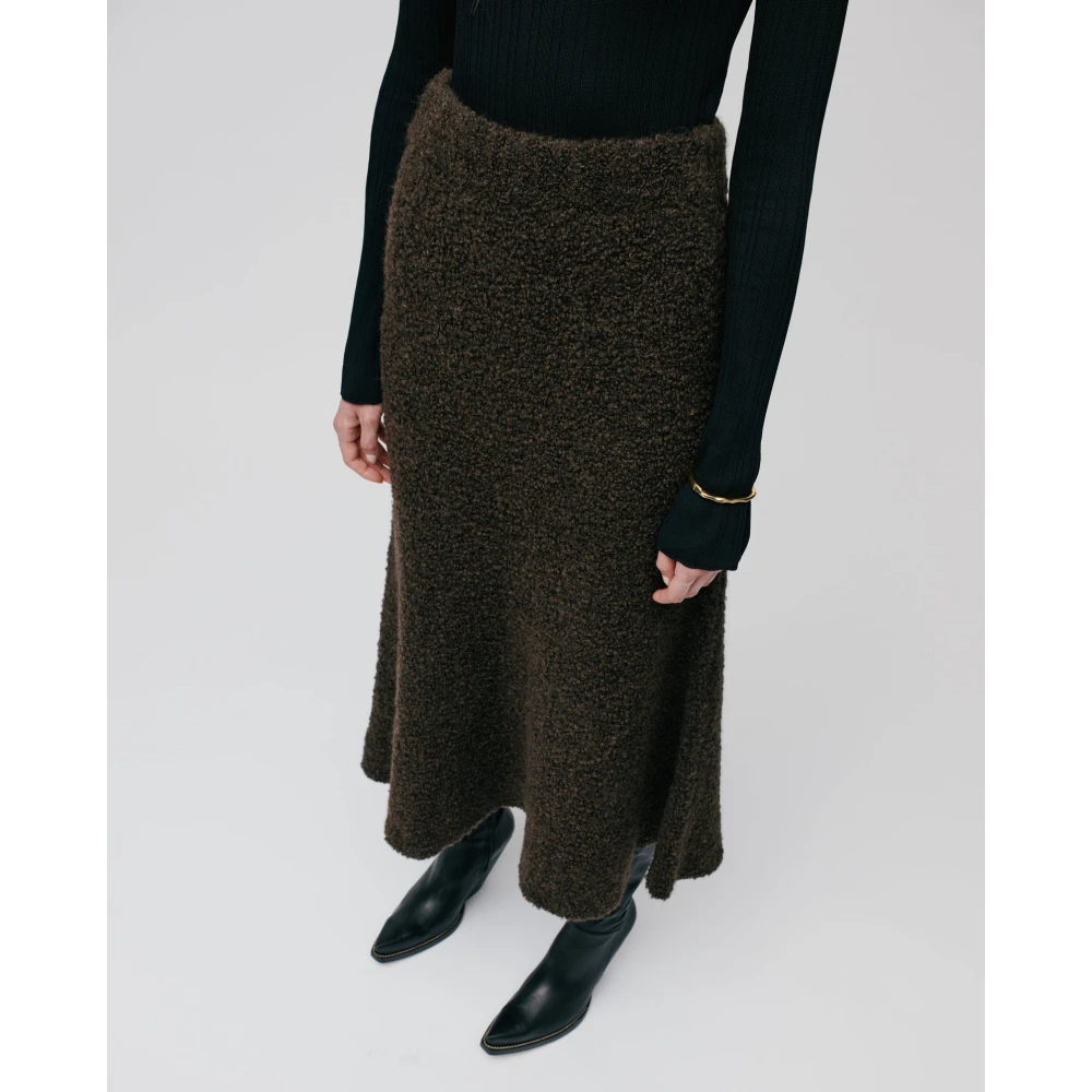 IVY OAK A-lijn Bouclé Rok Elastische Taille Brown Dames