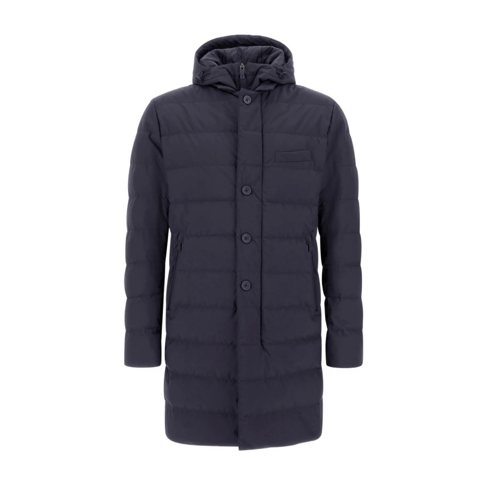 Herno Men's Blue Quilted Mid-Length Puffer Jacket