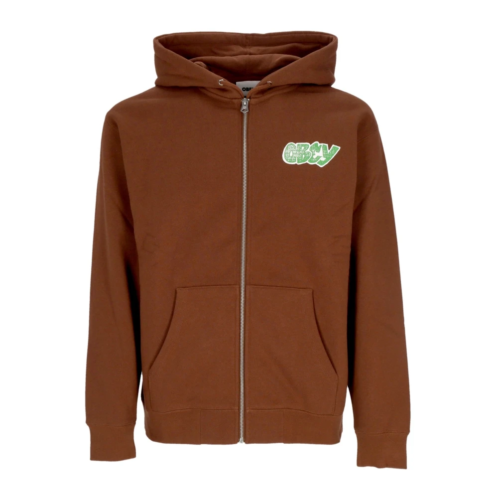 Obey Men's Brown Zip-Throughs, Xl, City Watch Dog Zip Hoodie