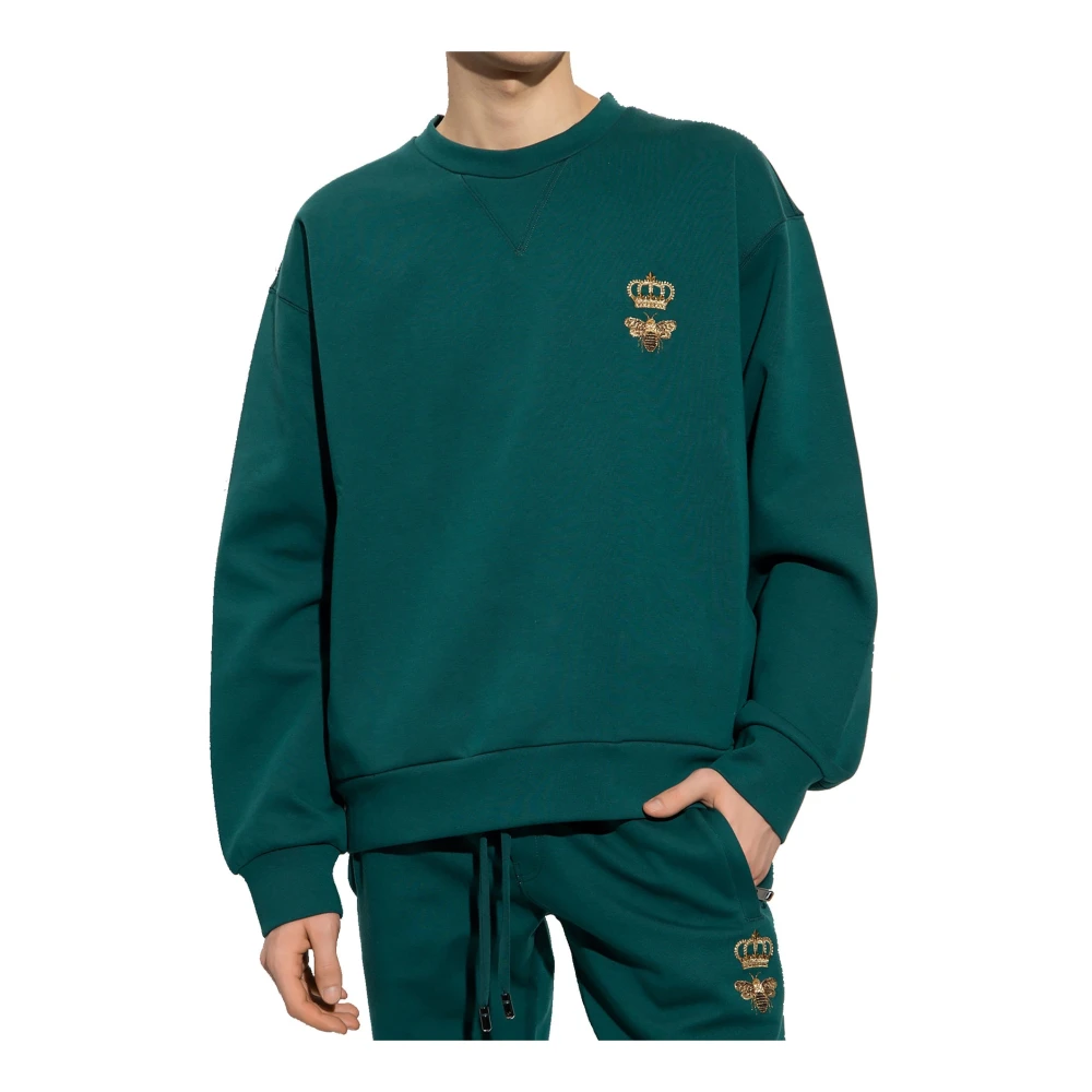 Dolce & Gabbana Groene Sweatshirt met Borduurdetail Green Heren