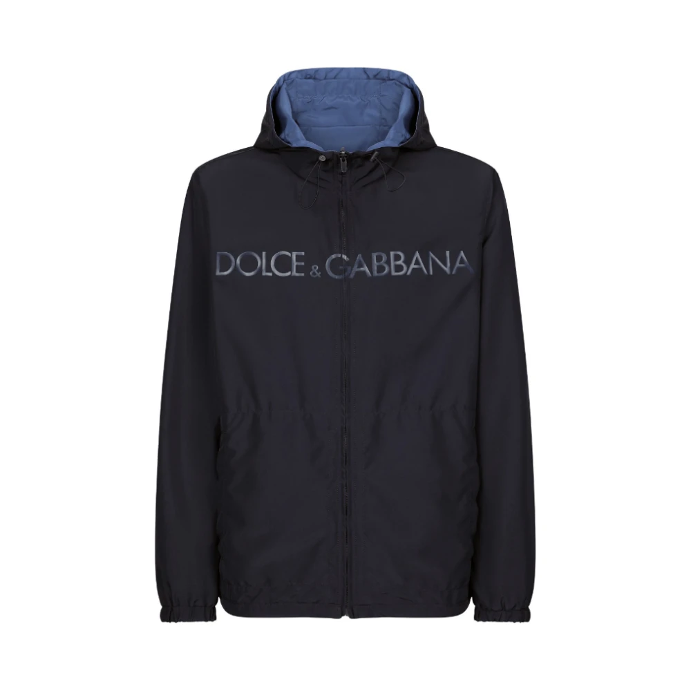 Dolce & Gabbana Omkeerbare Logo Print Parka Blue Heren