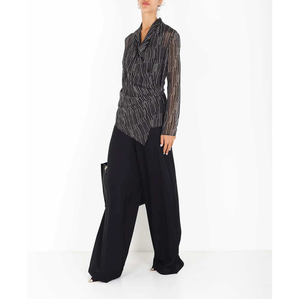 Manila Grace Gekruiste blouse Black Dames