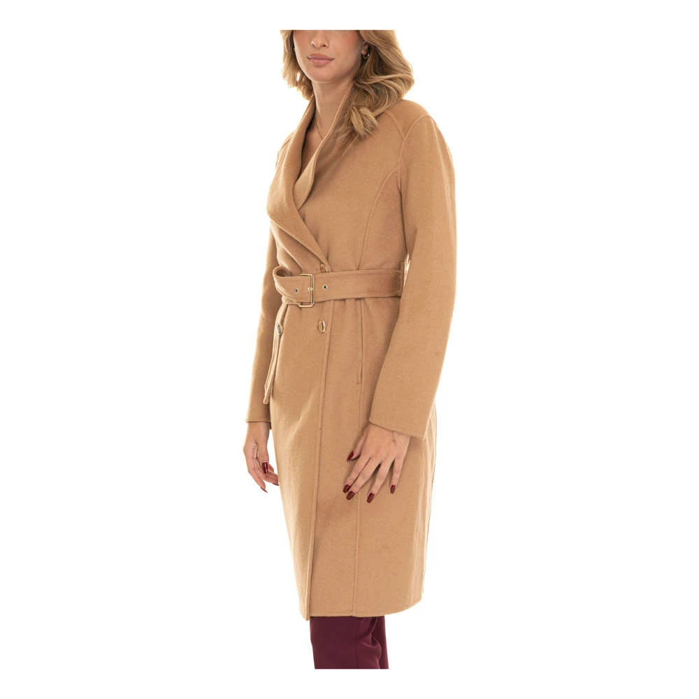 Liu Jo Gebelte wollen jas met logodetail Brown Dames