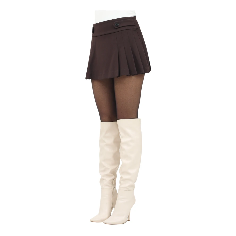 ViCOLO Donkerbruine Geplooide Korte Rok Brown Dames