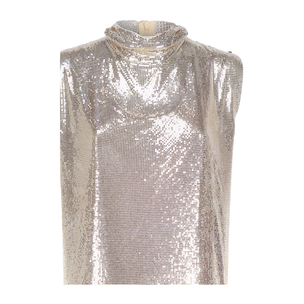 SPORTMAX Mouwloze jurk van metaalgaas Gray Dames