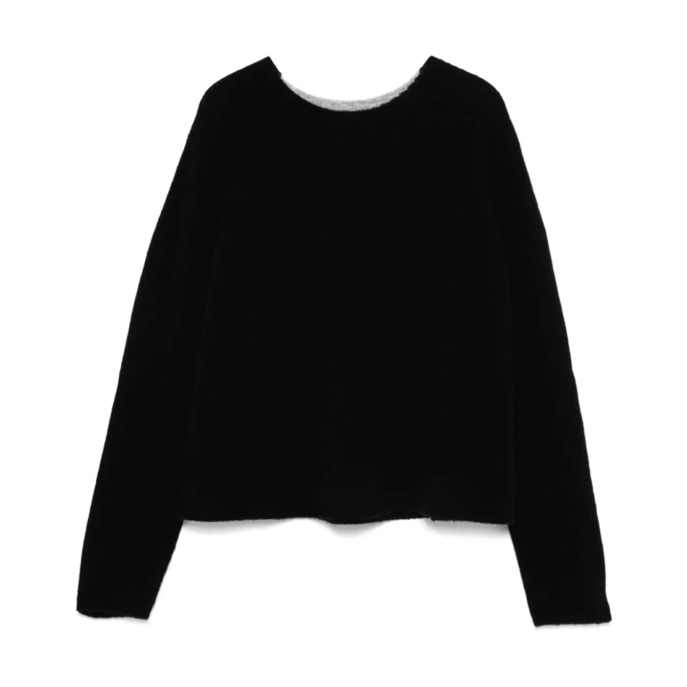 Semicouture Zwarte Gebreide Crew Neck Sweater Black Dames