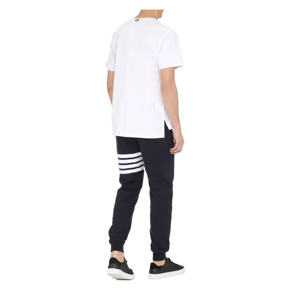 Thom Browne Geribbeld katoenen T-shirt met contrasterende details White Heren