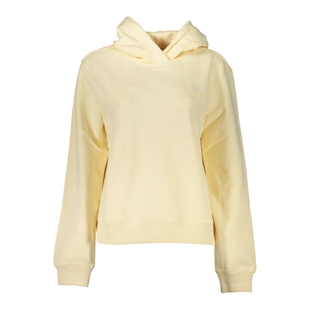 Calvin Klein Women's Beige Hoodies,, Hooded Sweatshirt With Logo Large