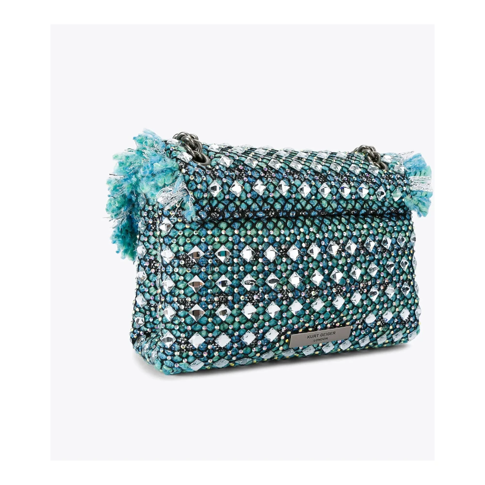 Kurt Geiger Heldere Blauwe Tweed Kensington Crossbody Tas Blue Dames