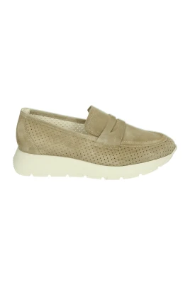 Taupe Slip-Ons med Gummisula