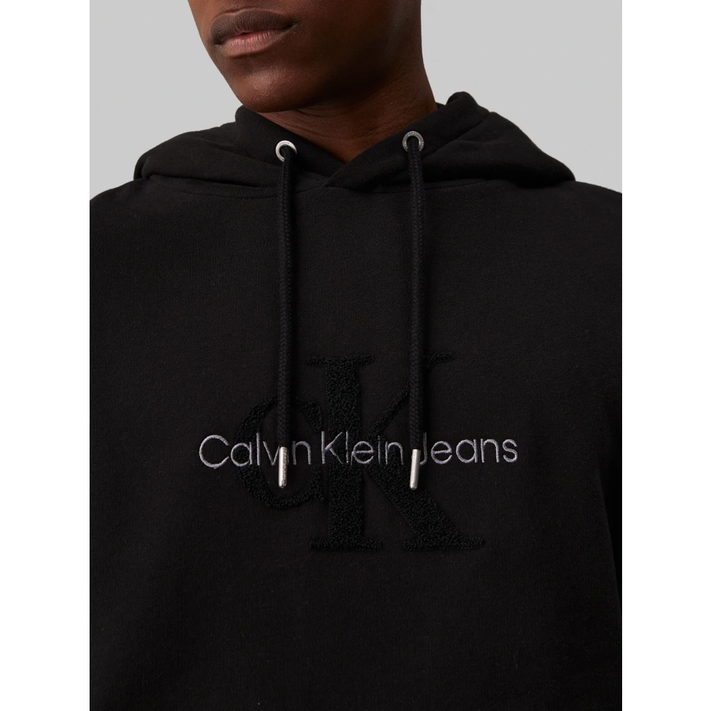 Calvin Klein Zwarte Chenille Hoodie Sweater Black Heren