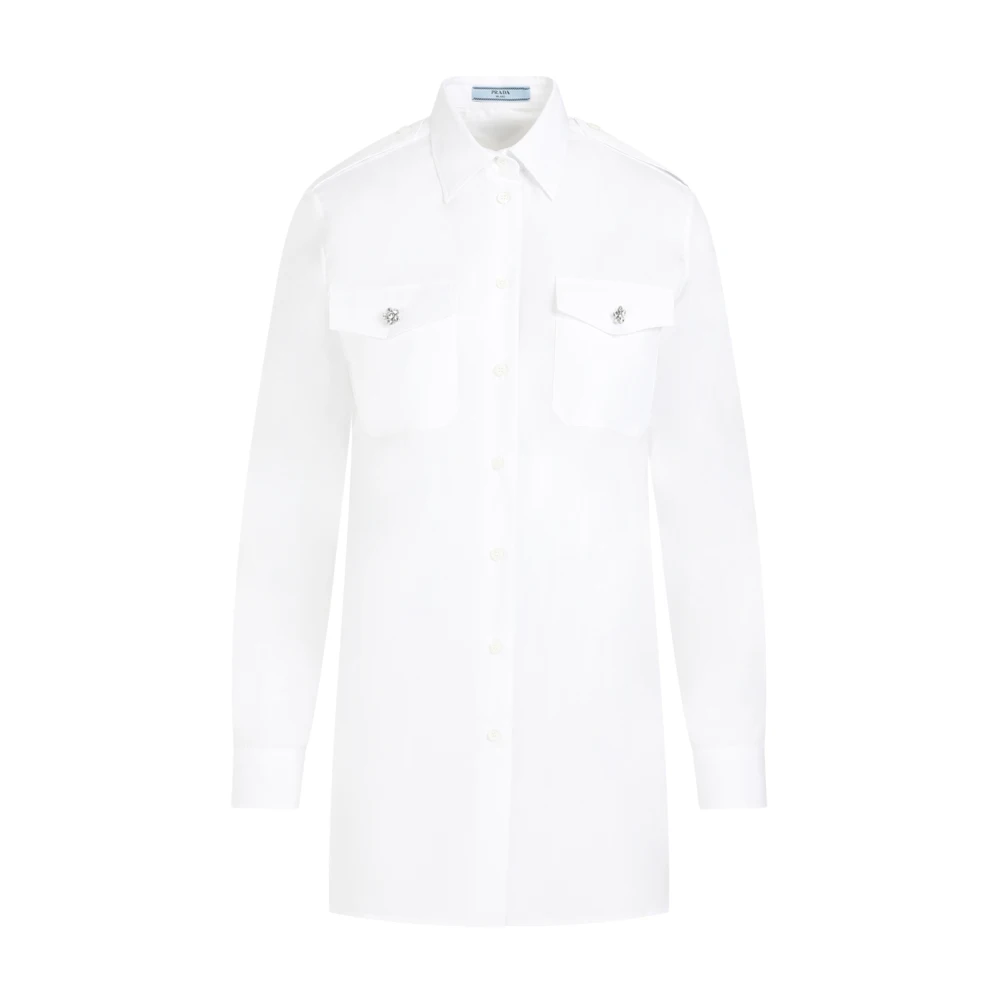Prada Women's White Shirts, S, Cotton Shirt