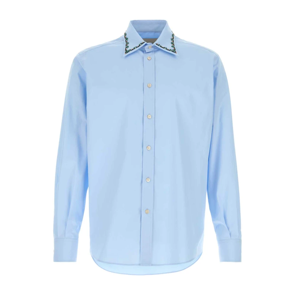 Valentino Garavani Blue Casual Shirts, Male, 2XL, Poplin Shirt