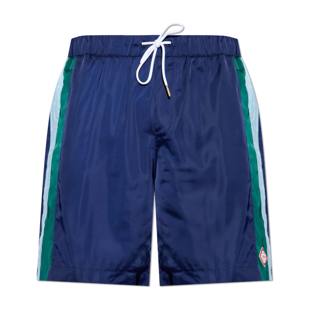 Casablanca Blauwe Geplooide Shorts met Trekkoord en Zakken Blue Heren