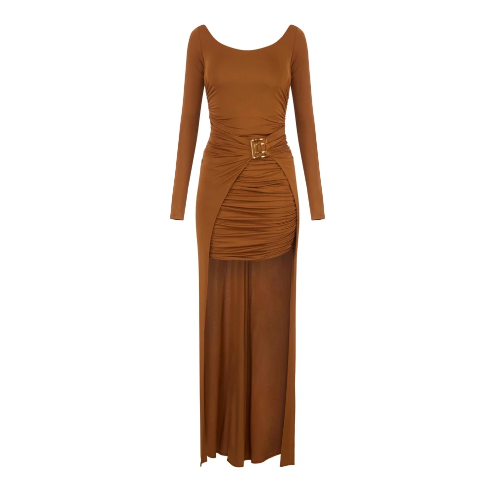 Elisabetta Franchi Red Carpet Dress In Crêpe Jersey - Female - Gowns - Brown - M - Dresses