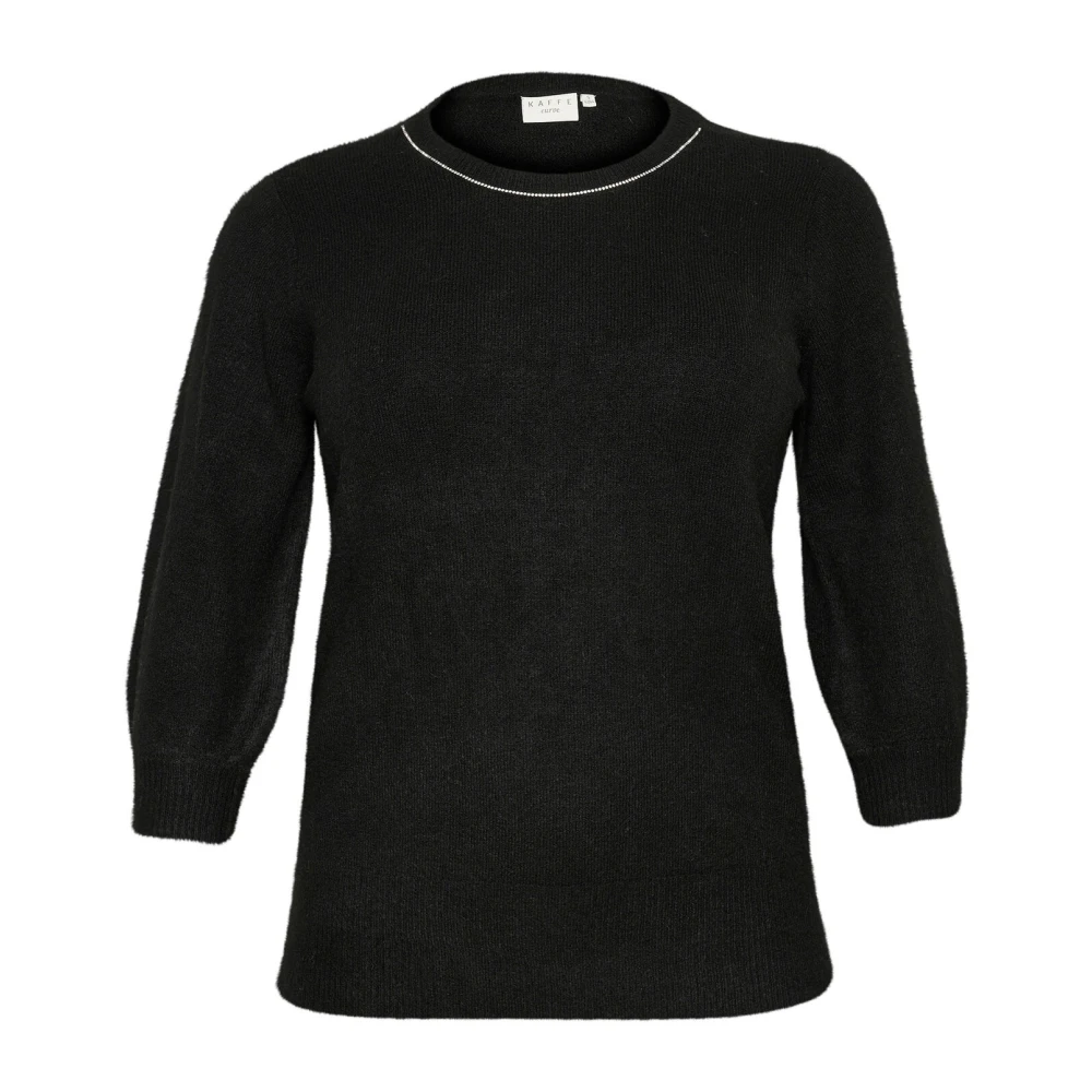 Kaffe Curve Zwart Diep Pullover Trui met Glitter Detail Black Dames
