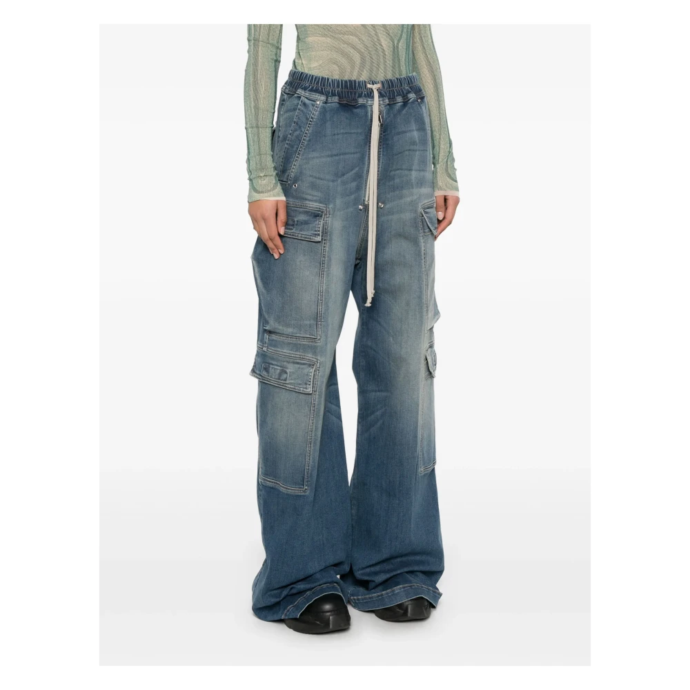 Rick Owens Cargo Jeans met Trekkoord in de Taille Blue Dames