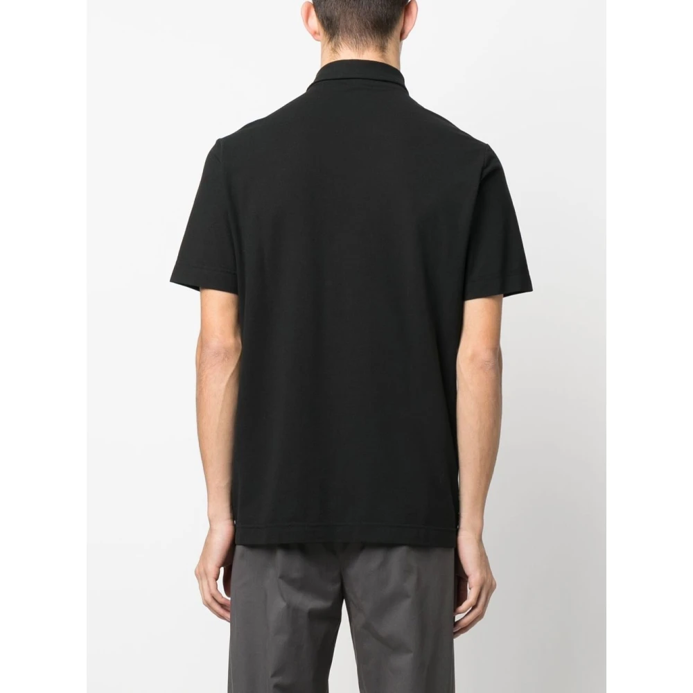 Zanone Zwart Polo Shirt met 3-Knoopsluiting Black Heren