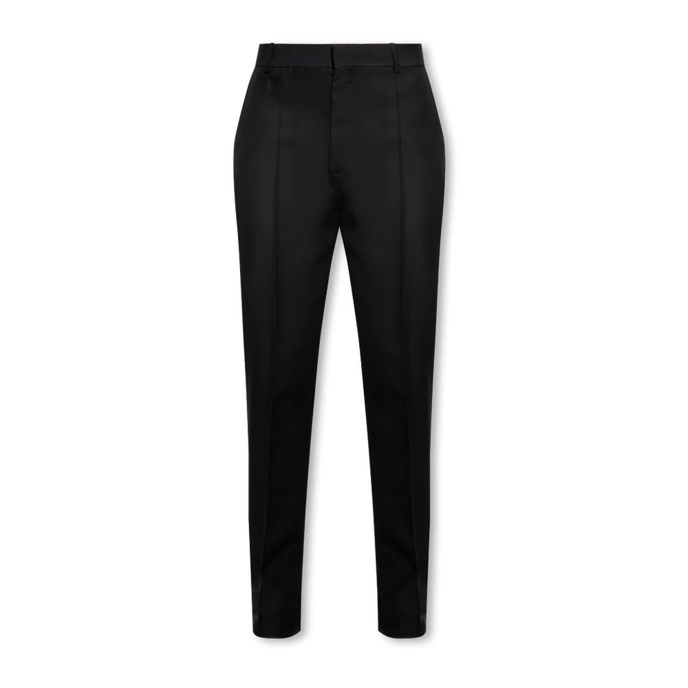 Alexander Mcqueen Men's Black Pleat-Front Trousers