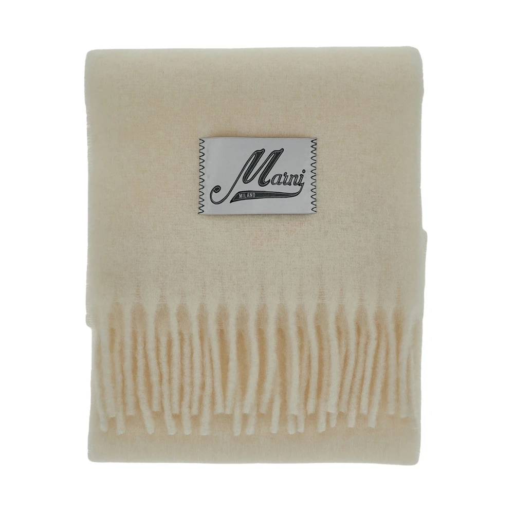 Marni Women's Beige Winter Scarves, One Size, Fringed Wool Scarf
