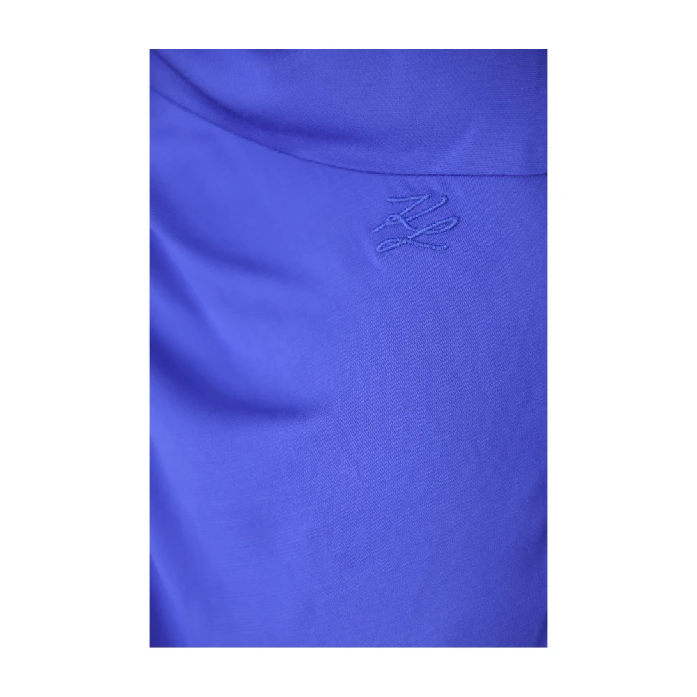 Karl Lagerfeld Blauwe Gerimpelde Maxi Jurk Blue Dames