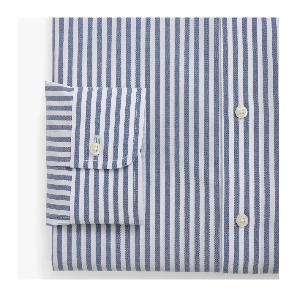 Brooks Brothers Blauw gestreept overhemd van regular fit kreukvrij stretchkatoen met Engelse spread collar Blue Heren