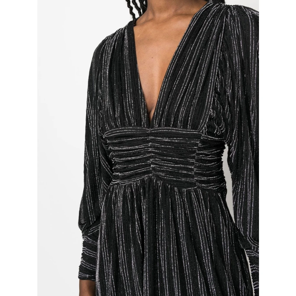 IRO Zwarte Metallic-Geribbelde Jurk met Lange Mouwen Black Dames
