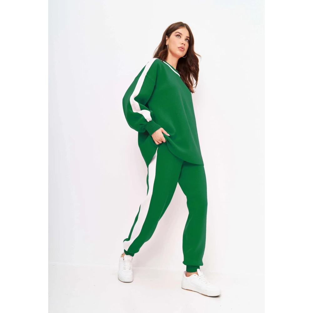 Cesare Gaspari CG Gebreide Jogger set Groen Green Dames
