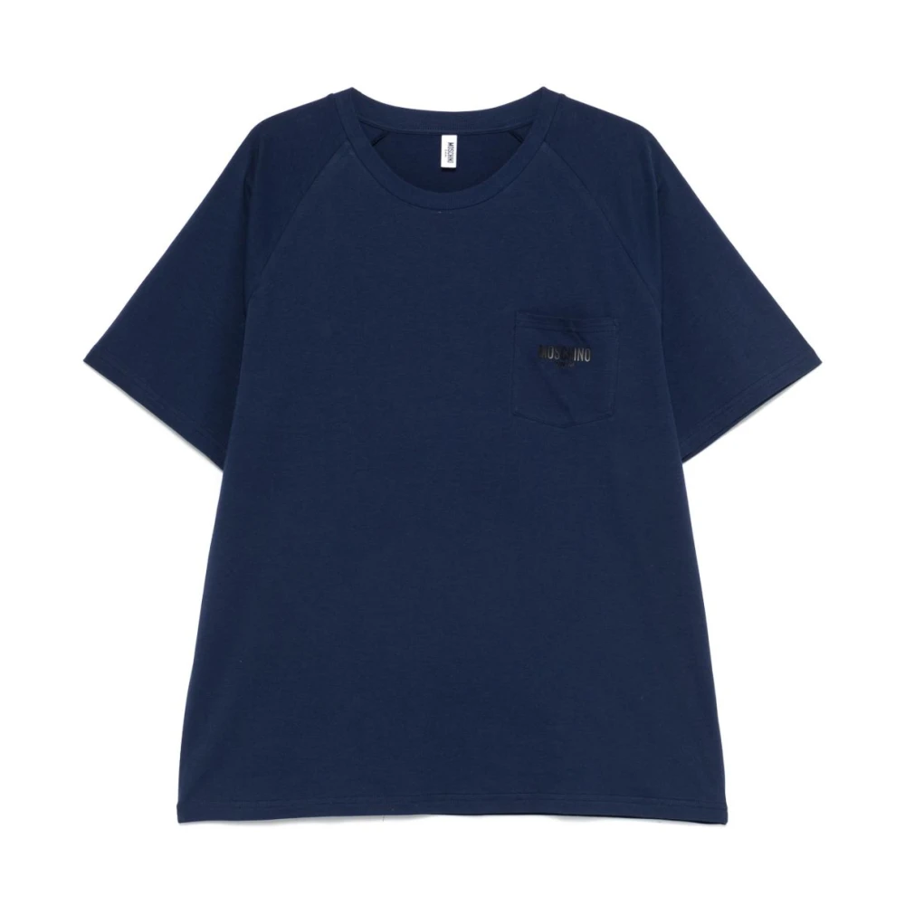 Moschino Blauw Patch Pocket Crew Neck T-shirt Blue Heren