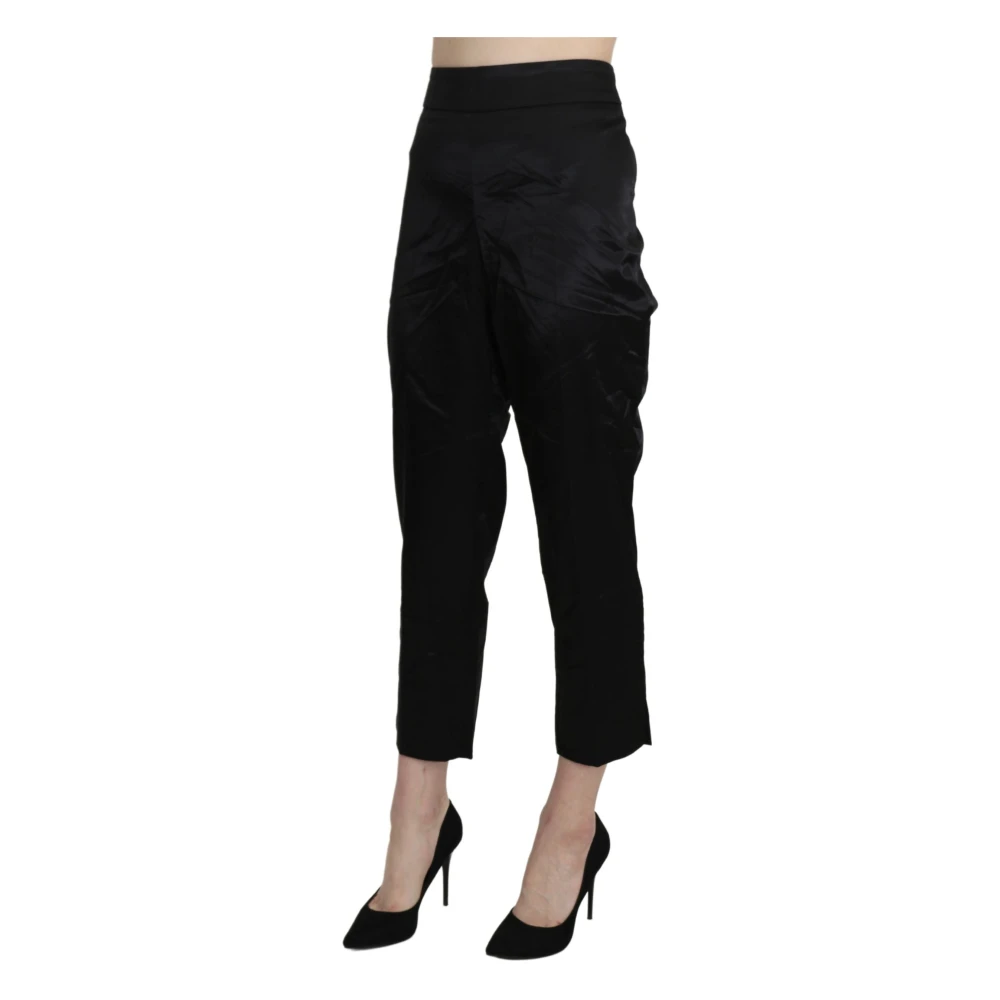 Bencivenga Elegante cropped broek met hoge taille Black Dames