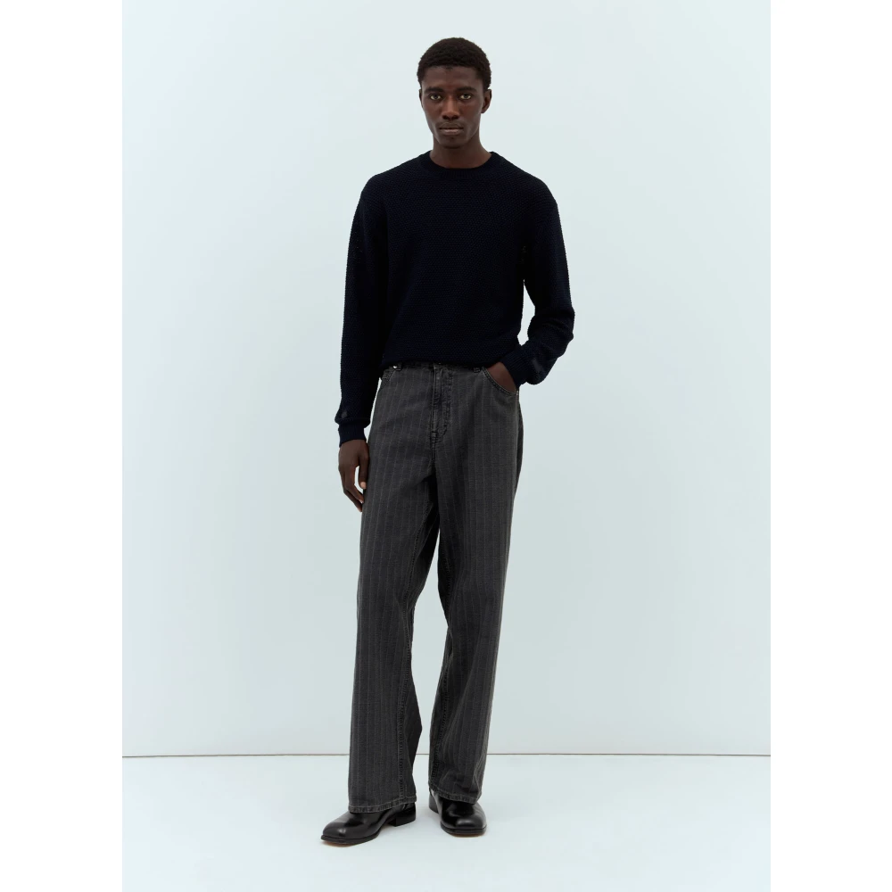 A.p.c. Wafelgebreide Crewneck Sweater Blue Heren
