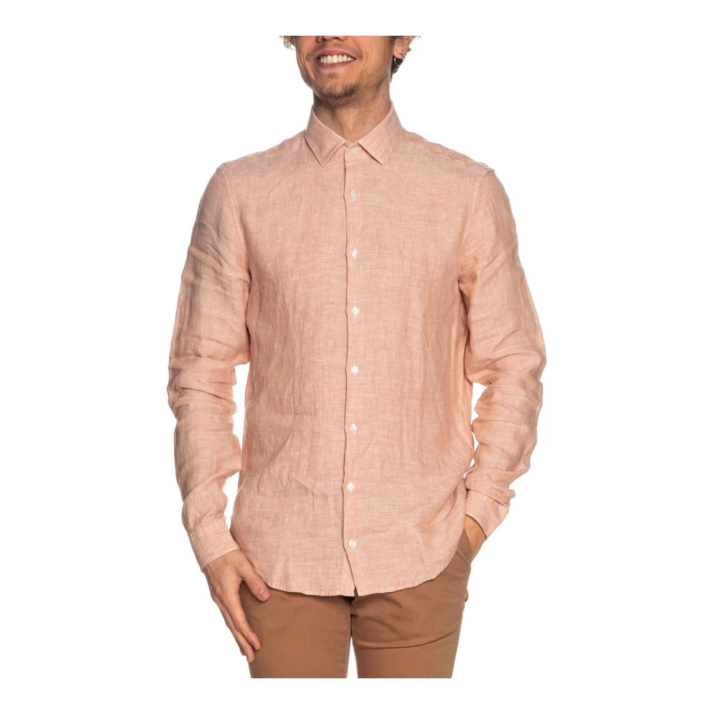 Calvin Klein Linnen Slim Solid Overhemd Pink Heren