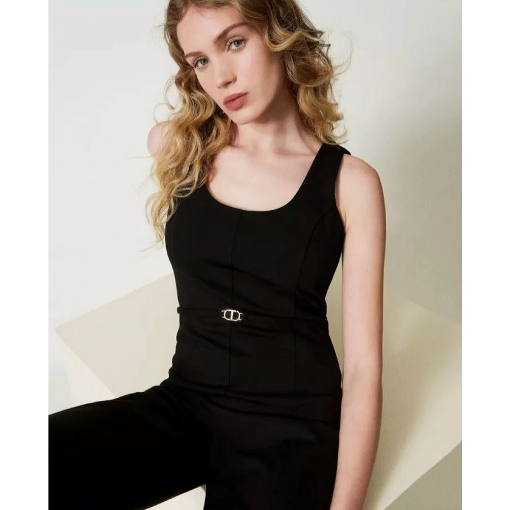 Twinset Jumpsuit met uitlopende pijpen Black Dames