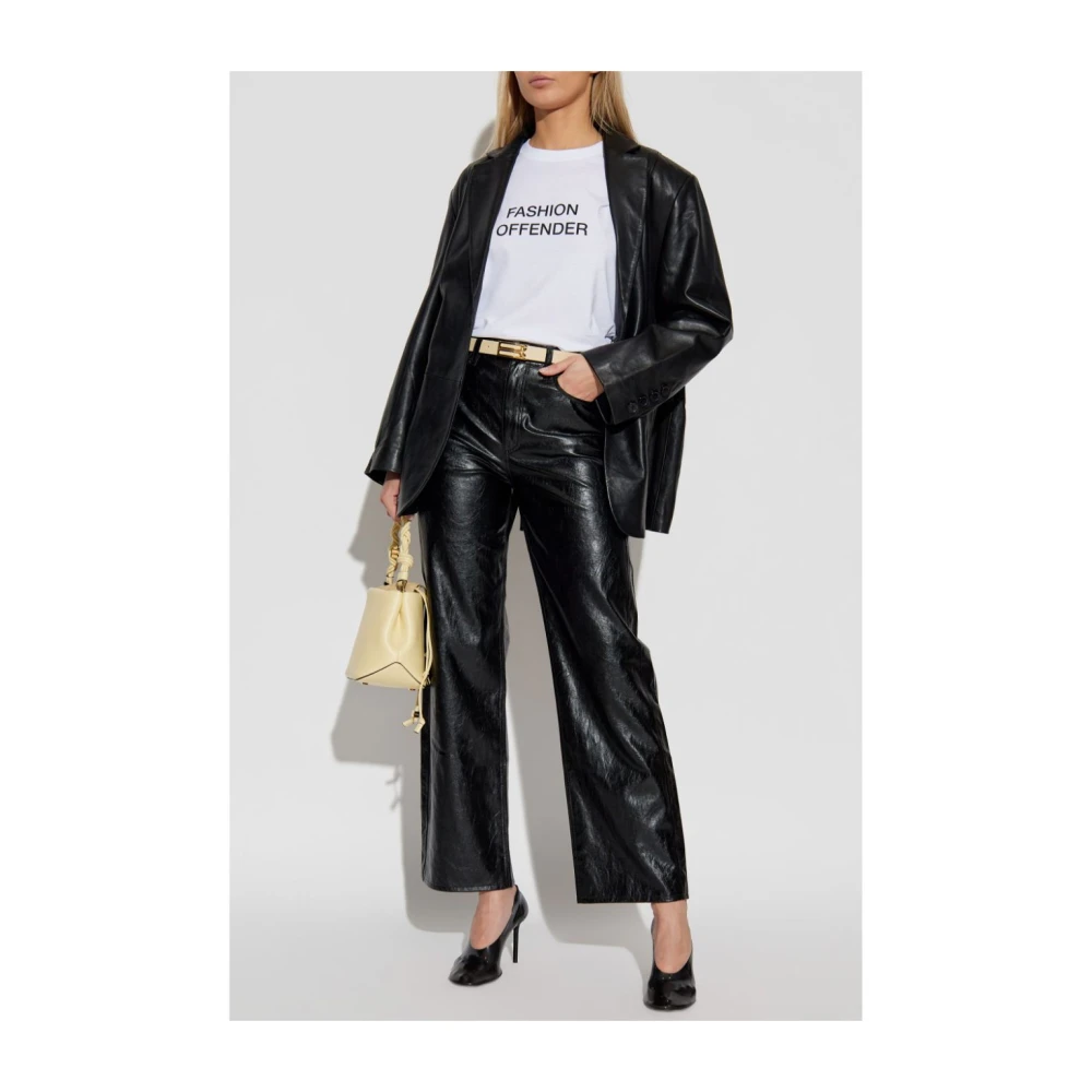 Victoria Beckham Wit Slogan Print Crew Neck T-shirt White Dames