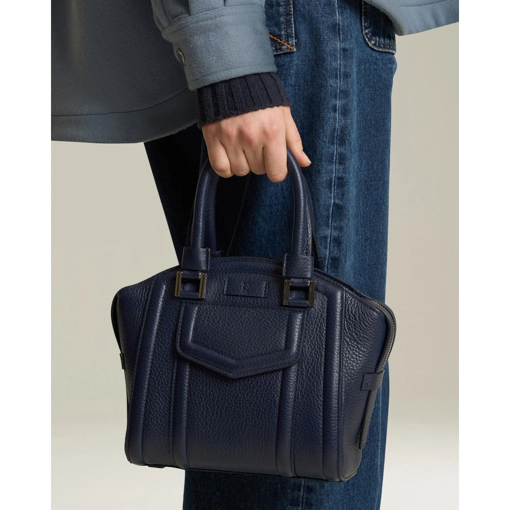Kiton Boterzachte Mini Karla Leren Tas Blue Dames