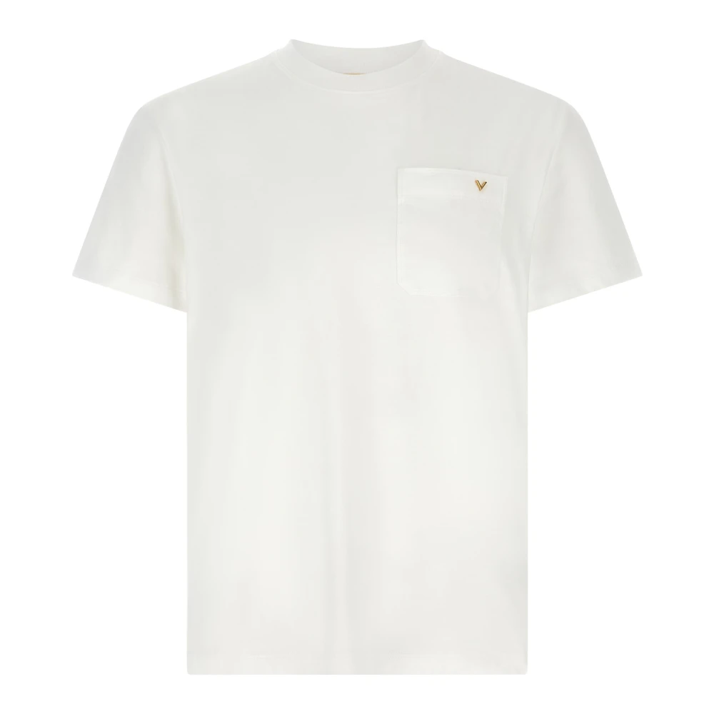 Valentino Garavani Men's White Cotton T-Shirt With Vgold - T-Shirts - L - Tops