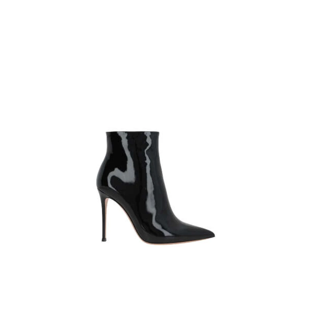 Gianvito Rossi Zwarte Lakleren Rits Stiletto Laarzen